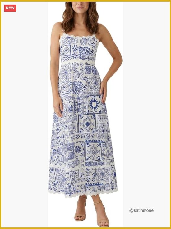 Dresses & Skirts - Classy Sleeveless Lemon Print Maxi Ric Rac Dress with Shirred Back